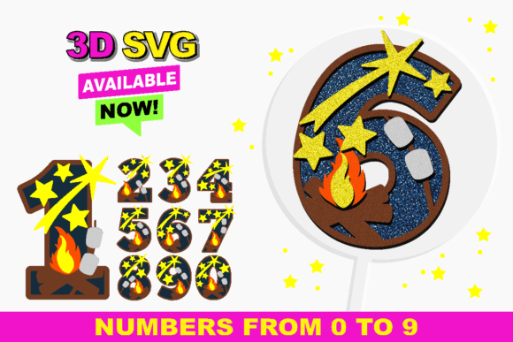 3D SVG Camping Numbers for Creative Design