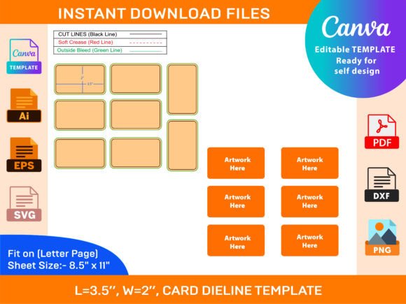 Business Card Dieline Template: Graphics & Print Templates