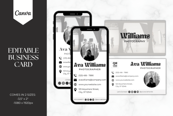 Business Card Set Template Photographer: Graphics & Print Templates