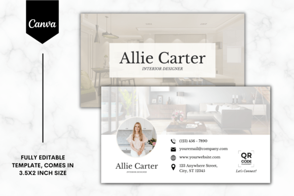 Business Card Template Interior Designer: Graphics & Print Templates