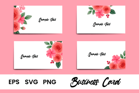 Business Card Template Watercolor Flower Graphics