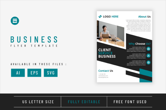 Business Flyer Template Blue Cyan Color Graphics