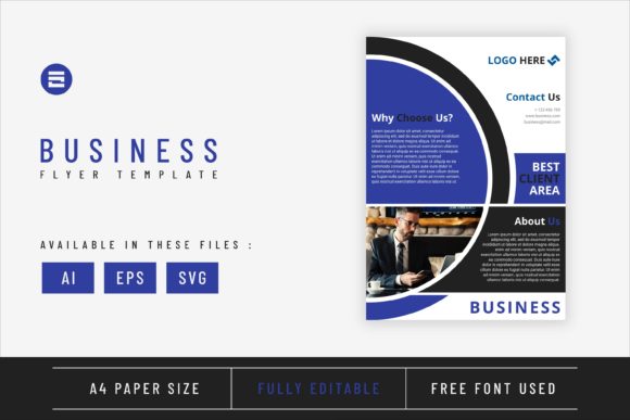 Business Flyer Template Dark Blue A4 Graphics