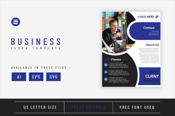 Business Flyer Template Dark Blue Color