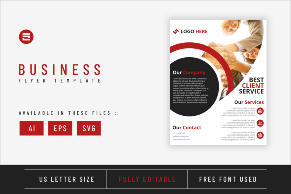 Business Flyer Template Red Shapes: Graphics & Print Templates