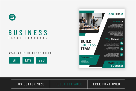 Business Flyer Template with Teal Colour: Graphics & Print Templates