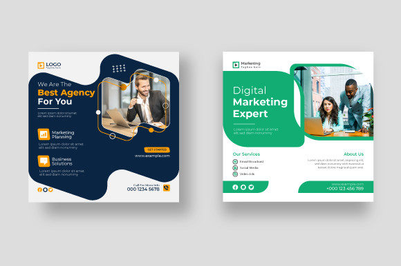 Business Social Media Template: Graphics & Print Templates