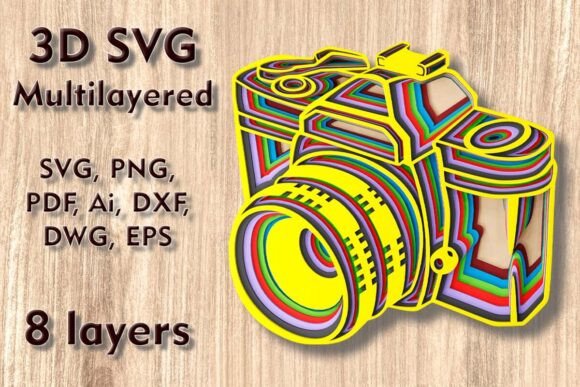 Camera 3D SVG Laser Cutting for Wall Decor