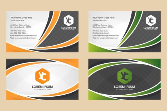 Curve Business Card Horizontal: Graphics & Print Templates