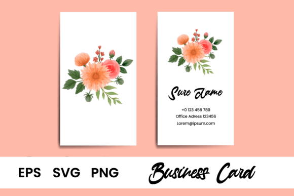 Dahlia Flower Business Card Name Card: Graphics & Print Templates