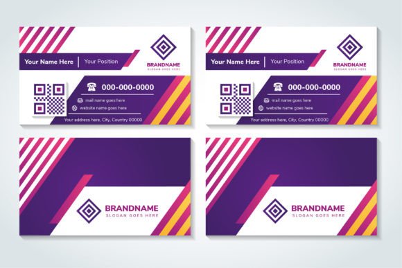 Diagonal Purple Business Card Graphics & Print Templates
