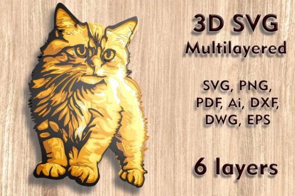 Ginger Cat 3D SVG Multilayer Cut Files