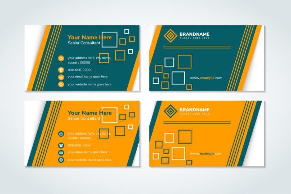 Green Yellow Business Card: Graphics & Print Templates