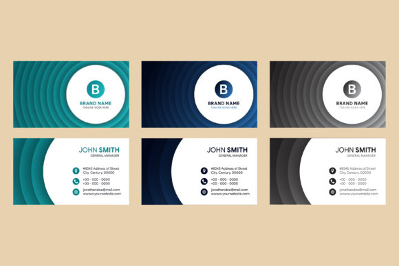 Horizontal Business Card Blue Grey Paper Graphics