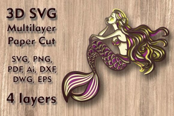 Mermaid 3D SVG for Fantasy And Fairy Tales