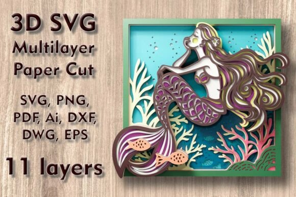Mermaid 3D SVG for Fantasy Branding