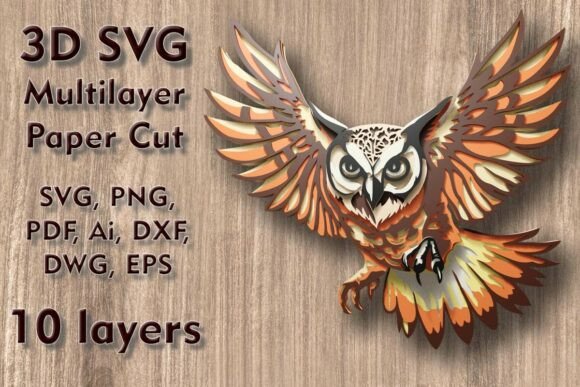 Owl 3D SVG Multilayer PaperCut Files