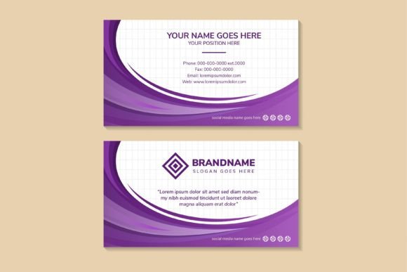 Purple Business Card Horizontal: Graphics & Print Templates