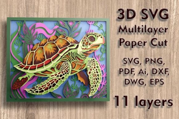 Sea Turtle 3D Multilayer PaperCut File